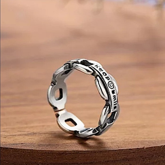 STERLING SILVER KEEP SMILING ADJUSTABLE SIZE RING - Picture 6 of 6